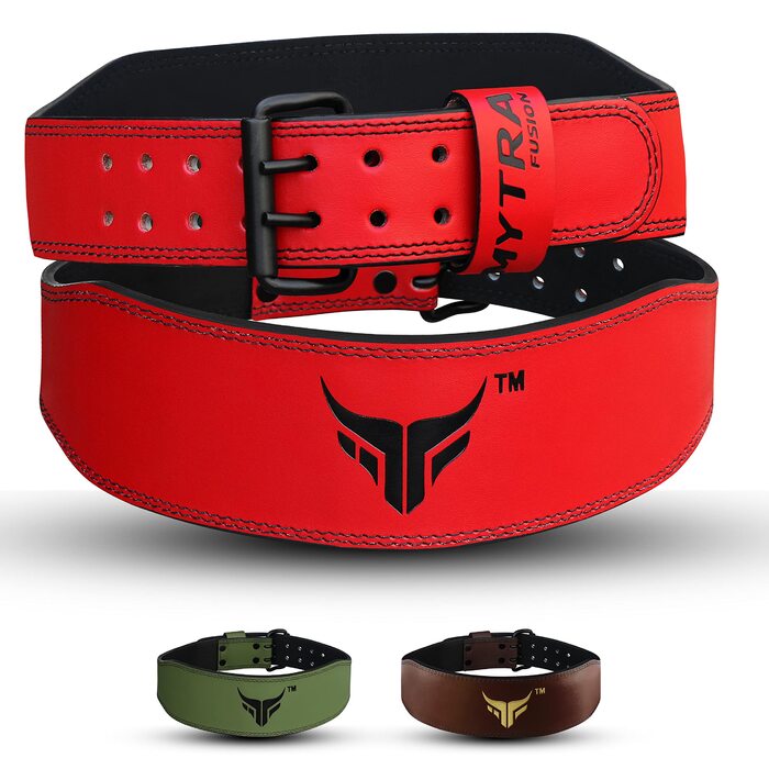 Атлетичний пояс для важкої атлетики Mytra Fusion Gym Belt (4 дюйми), підтримка спини для пауерліфтингу та бодібілдингу, червоний, розмір L