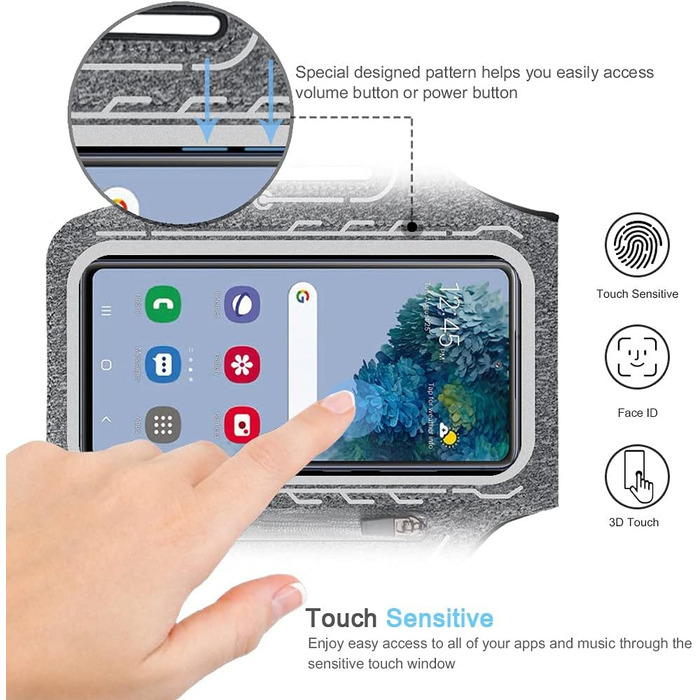 Спортивний браслет на руку JEMACHE для Samsung Galaxy S25/S24/S23/S22 Ultra/Plus/FE з кріпленням для навушників Buds Plus (Сірий)