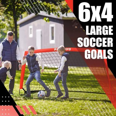 Дитячі ворота для футболу RUNBOW 1,8 x 1,2 м, переносні, з сумкою (2 шт., червоні)