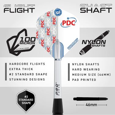 Набір для дартсу WINMAU PDC Ultimate, сталеві дротики 22 г з латуні, аксесуари, оперення та стержні