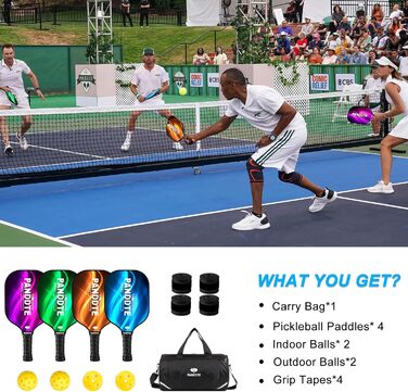 Набір ракет для піклболу з графітовим покриттям, 4 запасні ручки та сумка. Підходить для початківців та професіоналів.