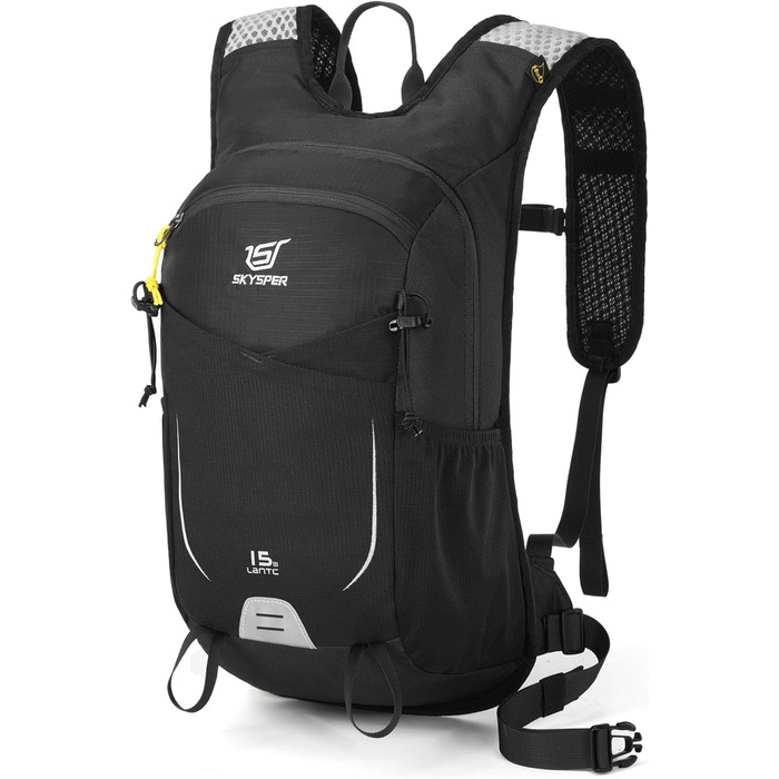 Рюкзак для походів SKYSPER 15 л, дихаючий, з кишенею для телефону, для чоловіків і жінок, чорний, міський та трекінговий