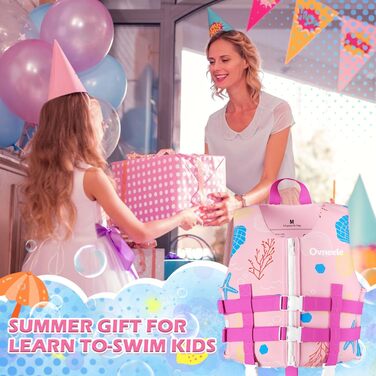 Дитячий рятувальний жилет Kinder (Неопрен, Рожевий, M, 19-30 кг, 3-6 років) для басейну та пляжу