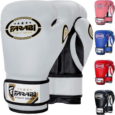 Дитячі боксерські рукавички Farabi Sports 6oz/8oz - білі для боксу, ММА, муай-тай, кікбоксингу та спарингу