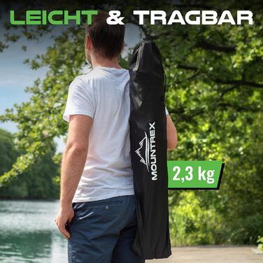 Складний туристичний стілець Mountrex (до 120 кг) - регульовані підлокітники, для риболовлі, пляжу, кемпінгу - компактний, легкий, з підстаканником та сумкою, чорний