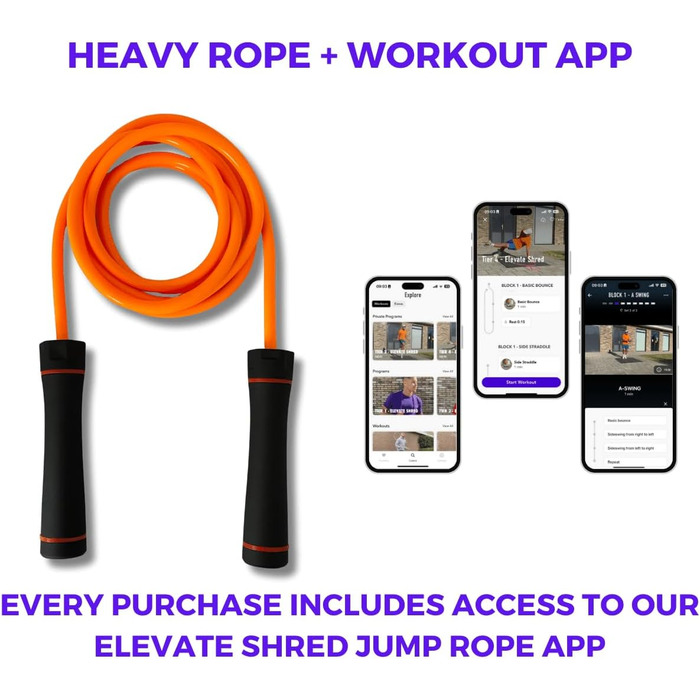 Скакалка Elevate Gravity Heavy Rope 3м, 10мм, обтяжена, для кардіо, схуднення та силових тренувань, з гладкими підшипниками, для дому та вулиці