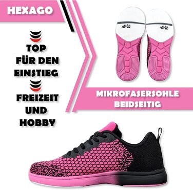 Жіноче/Чоловіче/Юнацьке взуття для боулінгу Aloha HexaGo – для правші та лівші, рожево-чорне, 37 EU