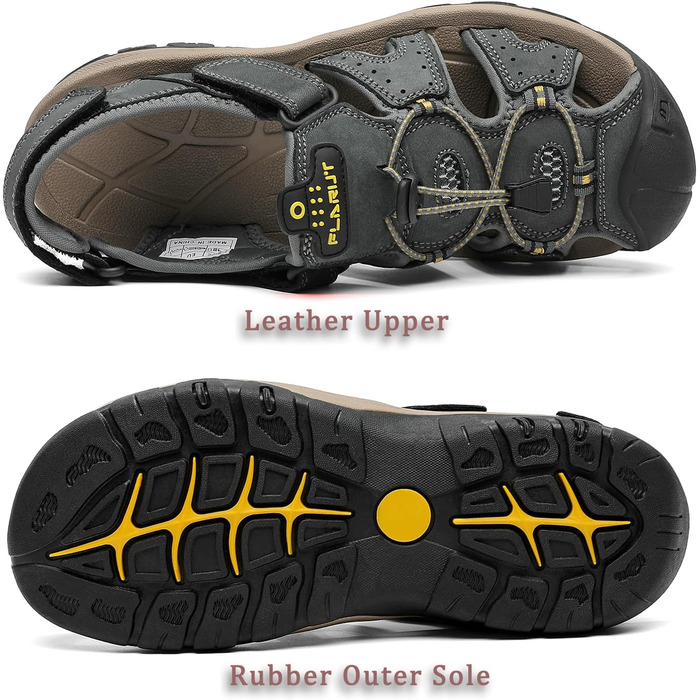 Чоловічі сандалі FLARUT для туризму та відпочинку, шкіряні, сірі (42 EU)