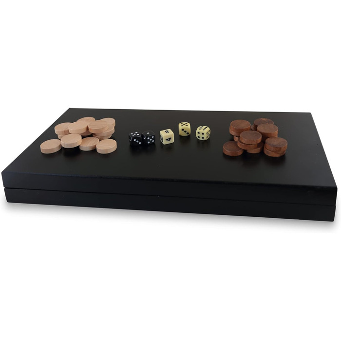 Набір для гри в шашки та нарди Aquamarine Games Black Series, чорний колір, преміум-якість