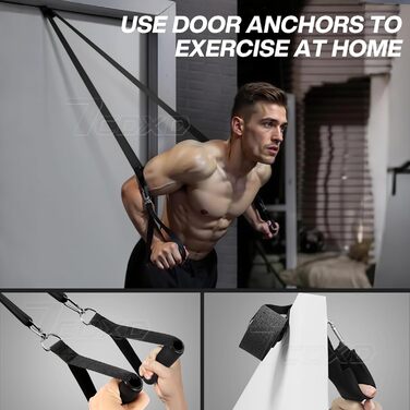 Набір еластичних стрічок для фітнесу, 6 рівнів опору, з ручками та фіксатором для дверей, для силових тренувань, бодібілдингу та домашньої гімнастики