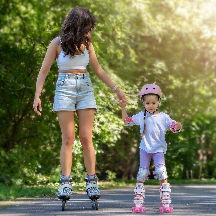 Дитячі ролики Kinder для дівчаток та хлопчиків, регульовані, з підсвічуванням, для початківців, розміри EU 28-36, рожеві