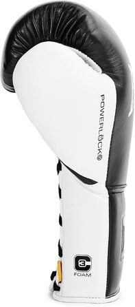 Боксерські рукавички Everlast Powerlock OG Pro зі шнурівкою, 16 oz, чорно-білі