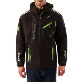 Чоловіча водонепроникна куртка-софтшелл Geographical Norway Royaute з капюшоном, тактичний віндбрейкер для гірських походів та лиж, чорно-зелена, XL