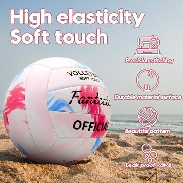 Волейбольний м'яч Fantecia для пляжного волейболу та басейну. Розмір 5, з помпою, для тренувань та гри. Підходить для юнаків та дорослих