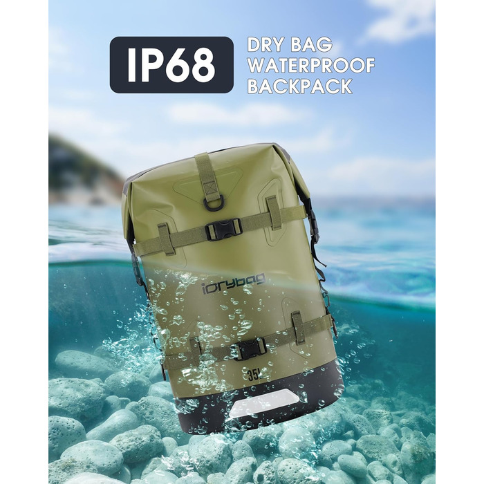 Водонепроникний рюкзак IDRYBAG 35L/55L для подорожей, каякінгу, SUP та плавання