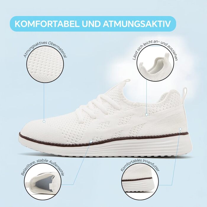 Чоловічі бігові кросівки для спорту та прогулянок. Зручні, легкі, дихаючі, з антиковзкою підошвою. Розмір 43 EU, колір білий