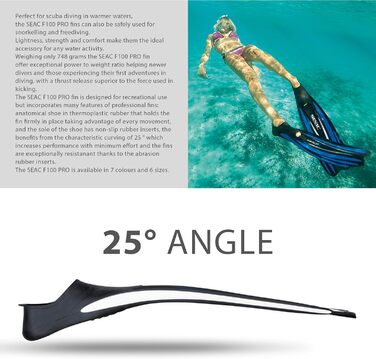 Seac F 100 Pro: Ласти для дайвінгу та снорклінгу, ультралегкі, закриті, 40/41, чорні