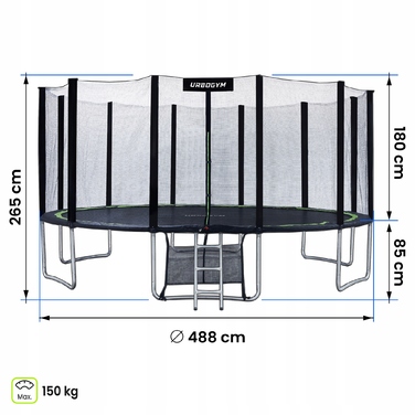 Батут із сіткою Urbogym 488 см FT 16 (487-500 см)