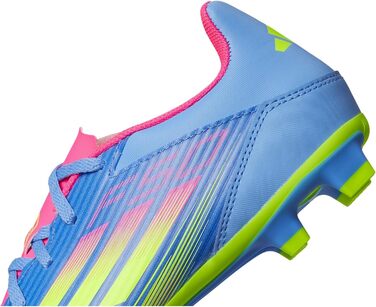 Футбольні бутси adidas F50 Club для унісекс, гнучка підошва, розмір 48 EU, Blue Fusion/Lucid Lemon/Lucid Pink