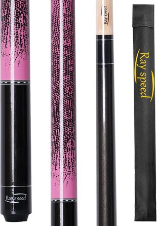 Професійний билькардний кий Ray Speed з 3D-друкованим грифом та наконечником 13 мм, для точної гри, низький кут повороту, ідеальний для (Pink)