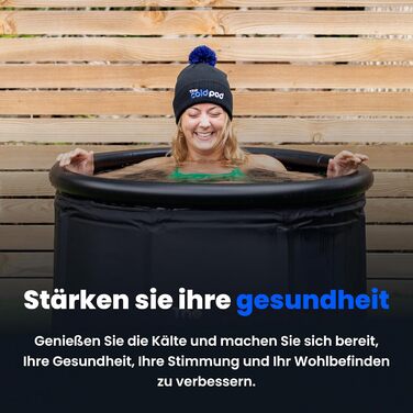 Тонна для криотерапії Eisbad для спортсменів з кришкою, портативна ванна для криотерапії, Cold Pod, складана надувна ванна для внутрішнього та зовнішнього використання (75 см)