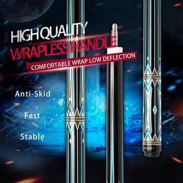 Біліардна кій Cuppa Technology з карбоновим штоком низької дефлекції, чорний кейс, 12.5 мм, TY4CU