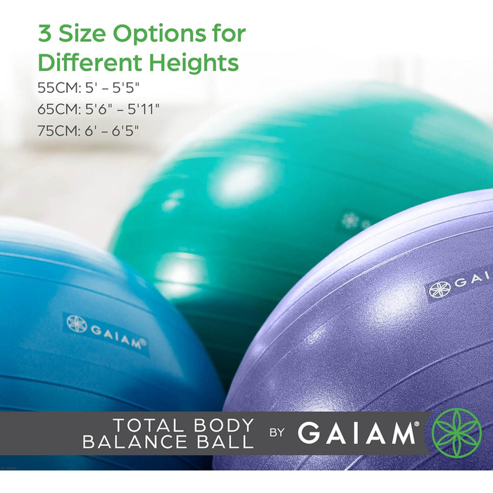 Фітбол Gaiam Total Body Balance Ball Kit для жінок, комплект для фітнесу та йоги
