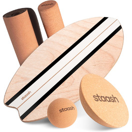 STAASH® PRO Балансборд з берези – Преміум 5-в-1 набір для балансу, фітнесу та реабілітації. Ролик + півсфера + килимок. Витримує до 150 кг (матовий чорний)