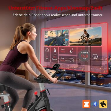 Велотренажер для дому Advamsoler з LCD-монітором та тримачем для планшету. Безшумний ергометр для кардіотренувань до 160 кг. Чорний/Червоний з додатком