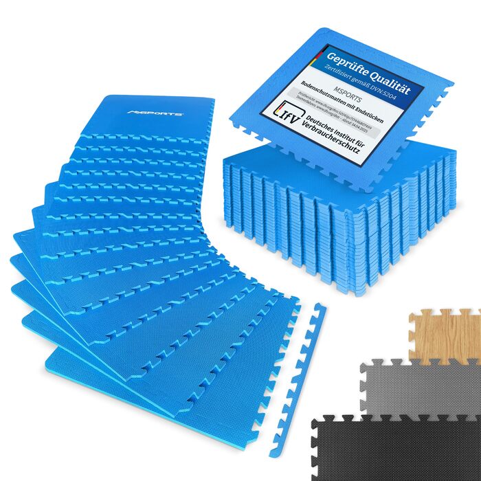 Набір захисних килимків для підлоги MSPORTS Premium (8 шт, 3.2 м²) – протиковзні пазл-мати для йоги, фітнесу та домашнього спортзалу, королівський синій