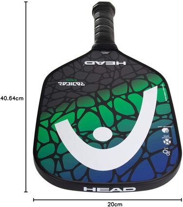Падл для піклболу Head Radical Pro з текстурованою поверхнею та ячеистим полімерним сердечником, чорний/зелений