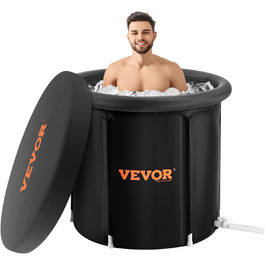 VEVOR льодяна ванна 330 л, надувна складна ванна з кришкою, 85x75 см, бочка для крижаних ванн для дому та вулиці, кріотерапія, для спортсменів і початківців