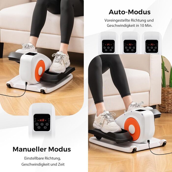 Міні еліптичний тренажер COSTWAY під стіл, електричний крос-тренажер з LED-дисплеєм та пультом дистанційного керування, кардіо-тренажер степер для дому, портативний педальний тренажер для дорослих та літніх людей (білий)