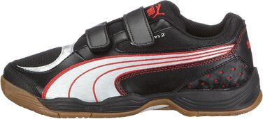 Дитячі спортивні кросівки PUMA Vellum II V Jr, Unisex, Indoor, 28 EU, Чорний/Сріблястий/Червоний