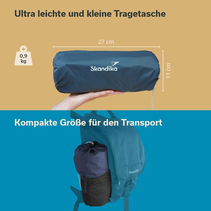 Каремат Skandika Elite/Exclusive Air Single/Double: надувний матрац для кемпінгу та туризму, 7.5 см, сірий