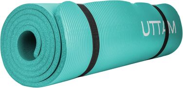 Килимок для йоги UTTAM | Товстий, багатоцільовий | Для фітнесу, стретчингу, пілатесу, дому та залу (183 x 60 см, Blaugrün)