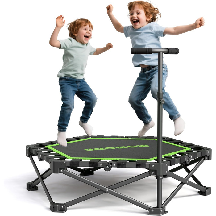 Трамплін для фітнесу MOMODA складаний, з ручкою, діаметр 106 см, зелений. Підходить для дітей та дорослих.