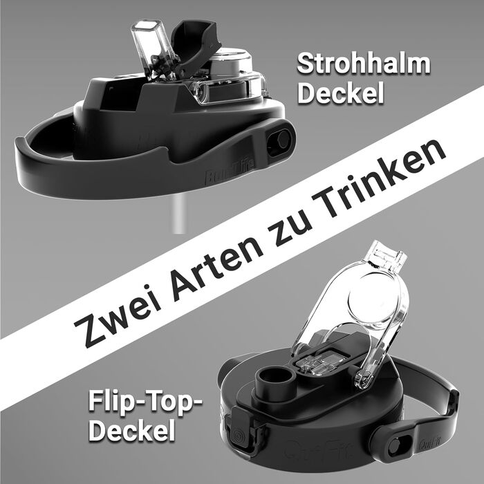 Спортивна пляшка BuildLife 2,5 л з міткою часу та двома кришками - без BPA - для залу (2500 мл, чорна) Чорна 2500 мл