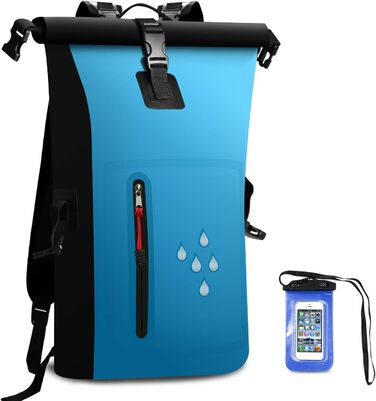 SCHITEC Водонепроникний рюкзак Dry Bags 25L з рол-топ закриттям для подорожей, каякінгу, рафтингу, риболовлі, кемпінгу та пляжу (Блакитний)