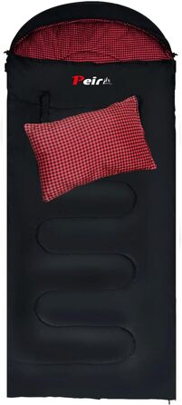 Спальний мішок для дорослих – широкий прямокутний, 3-сезонний з кишенею та сумкою, 300 г/м² бавовна, водонепроникний, для кемпінгу, дому та відпочинку на природі, з блискавкою справа