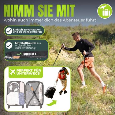 Телескопічні трекінгові палиці з алюмінію для скандинавської ходьби та гірських походів, ультралегкі, регульовані (для чоловіків та жінок) з аксесуарами та сумкою