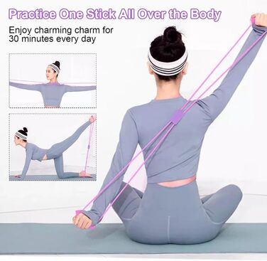 Набір для пілатесу вдома: м'яч 25 см, кільце, стрічка, гумки. Набір аксесуарів для пілатесу. Фіолетовий колір