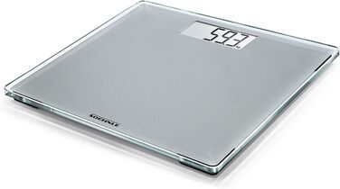 Цифрова вага Soehnle Style Sense Compact 300 для зважування людей, з великою платформою, зрозумілим LCD-дисплеєм, ультратонкий дизайн, безпечне скло, сіра