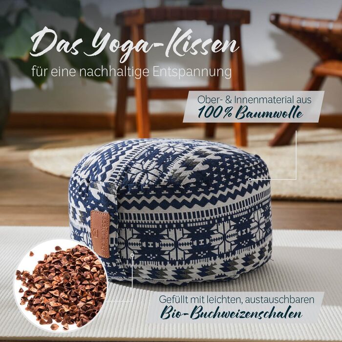 Йога-боулстер Rundes 30см x 15см | Знімний чохол | Наповнювач: органічна лузги пшениці або лузги гречки | Для Інь-йоги та медитації