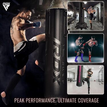 Захисники для ніг RDX для кікбоксингу, тайського боксу, ММА, муай-тай. Захист для ніг, чоловічі та жіночі, повний захист, чорний колір.