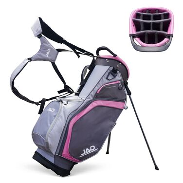 Сумка для гольфу JAD PRO Golf Premium Stand Bag для чоловіків та жінок, 14 відділень, легка, водостійка, рожева/сіра