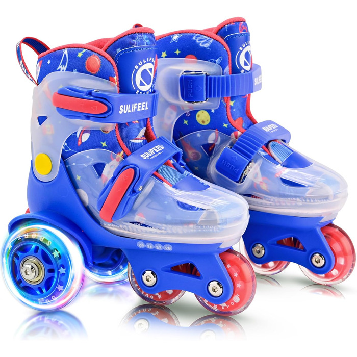 Ролики дитячі SULIFEEL регульовані, світлові, для дівчаток та хлопчиків, 3-точкові, для початківців, розмір S (29-32 EU), XS (25-28 EU)