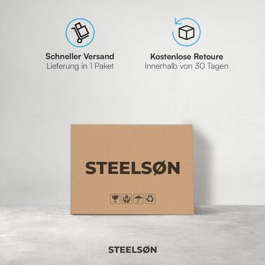STEELSØN Zennar Складний стіл – Розкладний садовий меблевий набір для тераси, балкона, кемпінгу, 8 осіб, ротанг, чорний