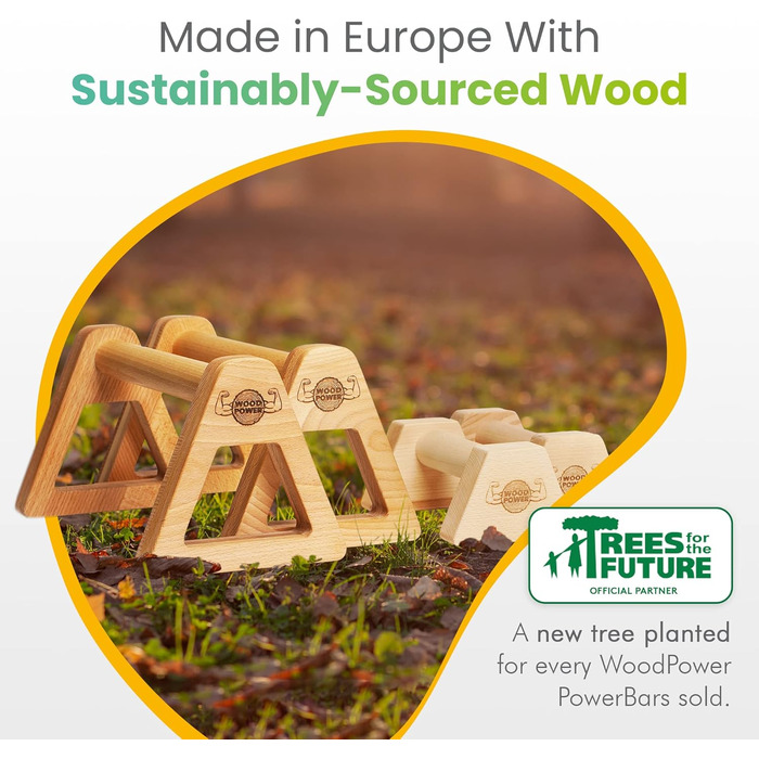 Дерев'яні бруси WOODPOWER PowerBars для віджимань, йоги та каллістеніки, нековзкі, для приміщення і вулиці, захист суглобів, комплект XS+XL