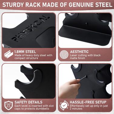 Набір гантелей Kurzhandel-Set 30 кг з підставкою для дому та фітнес-залу | Küstenbrise (повний чорний)